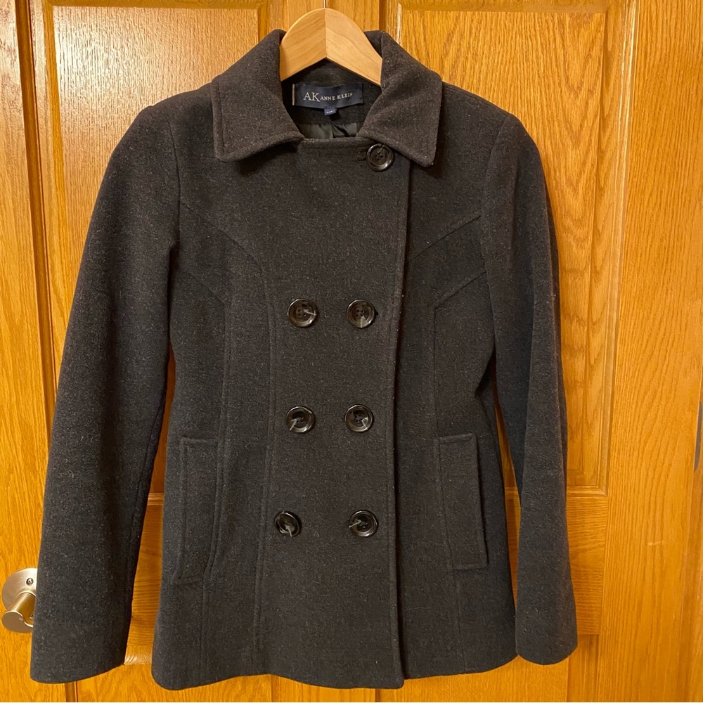 Anne Klein Charcoal Double Breasted Pea Coat PXS - Picture 5 of 6